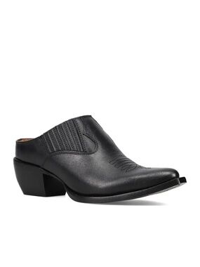 New Frye Sacha Mule Pointed Toe Black Leather Sz 8